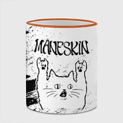 Кружка 3D Maneskin рок кот на светлом фоне, цвет: 3D-оранжевый кант — фото 2