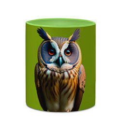 Кружка 3D Разноцветная сова, цвет: 3D-белый + светло-зеленый — фото 2