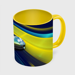 Кружка 3D Суперкар Lamborghini Reventon, цвет: 3D-белый + желтый