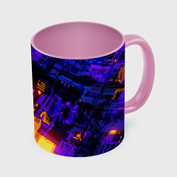 Кружка 3D Фиолетовая и оранжевая схема, цвет: 3D-белый + розовый