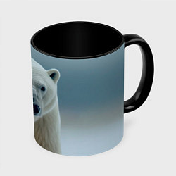 Кружка 3D Белый медведь полярный, цвет: 3D-белый + черный