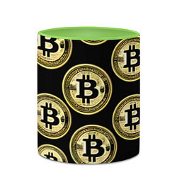 Кружка 3D Монеты биткоина, цвет: 3D-белый + светло-зеленый — фото 2