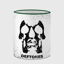 Кружка 3D Deftones с потертостями на светлом фоне, цвет: 3D-зеленый кант — фото 2