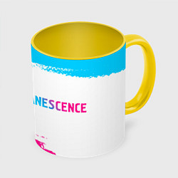 Кружка 3D Evanescence neon gradient style: надпись и символ, цвет: 3D-белый + желтый