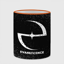 Кружка 3D Evanescence с потертостями на темном фоне, цвет: 3D-оранжевый кант — фото 2