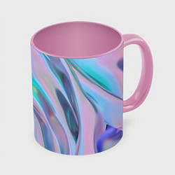 Кружка 3D Атласный шёлк, цвет: 3D-белый + розовый