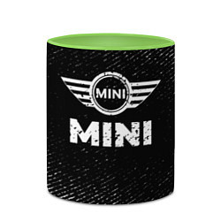 Кружка 3D Mini с потертостями на темном фоне, цвет: 3D-белый + светло-зеленый — фото 2