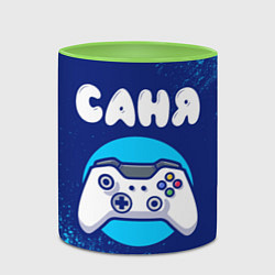 Кружка 3D Саня геймер, цвет: 3D-белый + светло-зеленый — фото 2