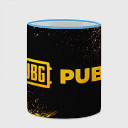Кружка 3D PUBG - gold gradient: надпись и символ, цвет: 3D-небесно-голубой кант — фото 2