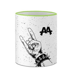 Кружка 3D Asking Alexandria и рок символ, цвет: 3D-светло-зеленый кант — фото 2