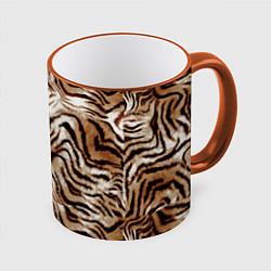 Кружка 3D Меховая шкура тигра, цвет: 3D-оранжевый кант