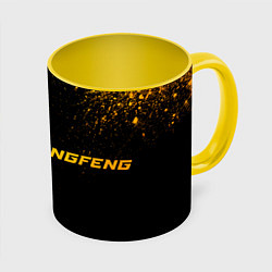 Кружка 3D Dongfeng - gold gradient: надпись и символ, цвет: 3D-белый + желтый