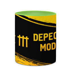 Кружка 3D Depeche Mode - gold gradient: надпись и символ, цвет: 3D-белый + светло-зеленый — фото 2