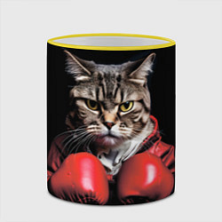 Кружка 3D Cat boxing, цвет: 3D-желтый кант — фото 2