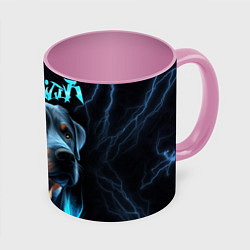 Кружка 3D Rottweiler and lightnings, цвет: 3D-белый + розовый