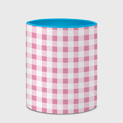 Кружка 3D Барби-розовый: клетка, цвет: 3D-белый + небесно-голубой — фото 2