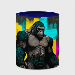 Кружка 3D Киберпанк-горилла, цвет: 3D-белый + синий — фото 2