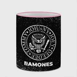 Кружка 3D Ramones с потертостями на темном фоне, цвет: 3D-розовый кант — фото 2