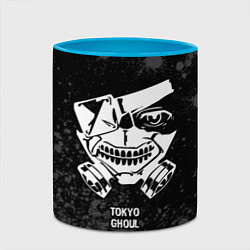 Кружка 3D Tokyo Ghoul glitch на темном фоне, цвет: 3D-белый + небесно-голубой — фото 2