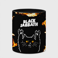 Кружка 3D Black Sabbath рок кот и огонь, цвет: 3D-белый + черный — фото 2