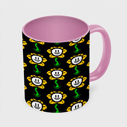 Кружка 3D Undertale - flowey smile, цвет: 3D-белый + розовый