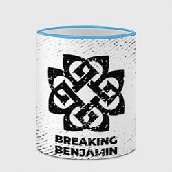 Кружка 3D Breaking Benjamin с потертостями на светлом фоне, цвет: 3D-небесно-голубой кант — фото 2