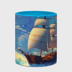 Кружка 3D Парусник в море, цвет: 3D-белый + небесно-голубой — фото 2