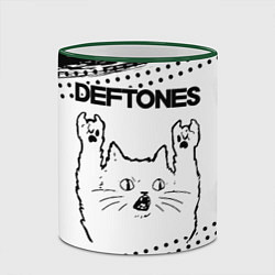 Кружка 3D Deftones рок кот на светлом фоне, цвет: 3D-зеленый кант — фото 2