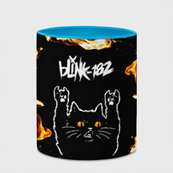 Кружка 3D Blink 182 рок кот и огонь, цвет: 3D-белый + небесно-голубой — фото 2