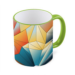 Кружка 3D Жемчужина - градиент из полигональных треугольнико, цвет: 3D-светло-зеленый кант