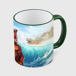 Кружка 3D Мистер карп с пивом, цвет: 3D-зеленый кант