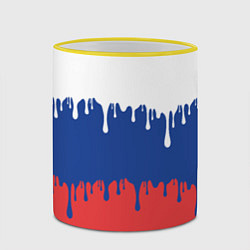 Кружка 3D Флаг России - потёки, цвет: 3D-желтый кант — фото 2