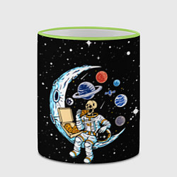 Кружка 3D Skeleton astronaut eats pizza while sitting on the, цвет: 3D-светло-зеленый кант — фото 2