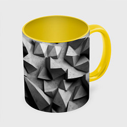 Кружка 3D Белокаменный паттерн, цвет: 3D-белый + желтый