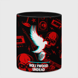 Кружка 3D Hollywood Undead rock glitch, цвет: 3D-белый + черный — фото 2