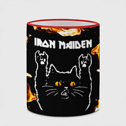 Кружка 3D Iron Maiden рок кот и огонь, цвет: 3D-красный кант — фото 2