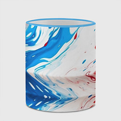 Кружка 3D Белые синие красные брызги, цвет: 3D-небесно-голубой кант — фото 2