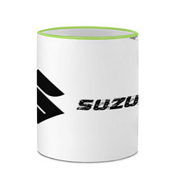 Кружка 3D Suzuki speed на светлом фоне со следами шин: надпи, цвет: 3D-светло-зеленый кант — фото 2