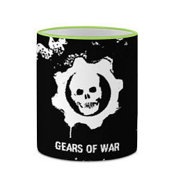 Кружка 3D Gears of War glitch на темном фоне, цвет: 3D-светло-зеленый кант — фото 2