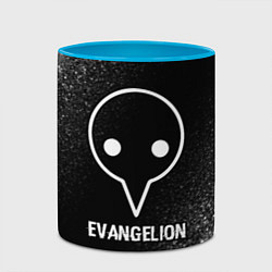Кружка 3D Evangelion glitch на темном фоне, цвет: 3D-белый + небесно-голубой — фото 2