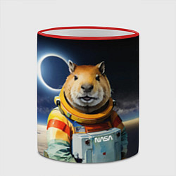 Кружка 3D Capy astronaut - Nasa - neural network, цвет: 3D-красный кант — фото 2