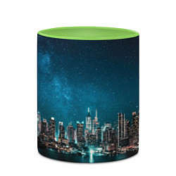 Кружка 3D Большой город в звездах, цвет: 3D-белый + светло-зеленый — фото 2
