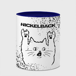 Кружка 3D Nickelback рок кот на светлом фоне, цвет: 3D-белый + синий — фото 2