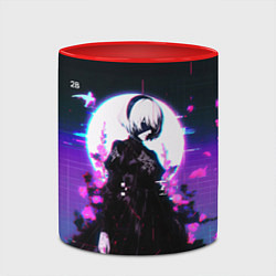 Кружка 3D Nier automata 2b neon, цвет: 3D-белый + красный — фото 2