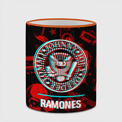 Кружка 3D Ramones rock glitch, цвет: 3D-оранжевый кант — фото 2