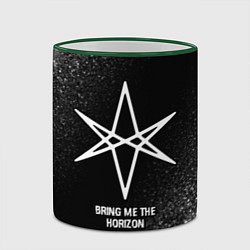 Кружка 3D Bring Me the Horizon glitch на темном фоне, цвет: 3D-зеленый кант — фото 2