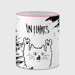 Кружка 3D In Flames рок кот на светлом фоне, цвет: 3D-розовый кант — фото 2