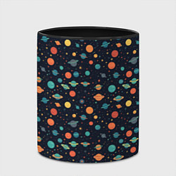 Кружка 3D Темный космос с планетами паттерн, цвет: 3D-белый + черный — фото 2