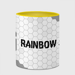 Кружка 3D Rainbow Six glitch на светлом фоне: надпись и симв, цвет: 3D-белый + желтый — фото 2
