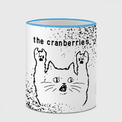 Кружка 3D The Cranberries рок кот на светлом фоне, цвет: 3D-небесно-голубой кант — фото 2